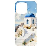 Carcasa para iPhone 15 Pro MAX Recuerdos de la Isla Griega Impresionante Arte de Acuarela de Santorini