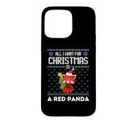 Carcasa para iPhone 15 Pro MAX Red Panda All I Want For Christmas Fun Ugly Christmas Sweater Fun