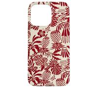 Carcasa para iPhone 15 Pro MAX Red Tropical Pineapple Palm Leaf Aloha Summer Pattern
