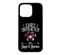 Carcasa para iPhone 15 Pro MAX Regalo de los Amantes de los Perros y los Caballos fácilmente distraídos