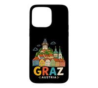 Carcasa para iPhone 15 Pro MAX Regalo de Recuerdo de Viaje de Graz Austria Dibujado a Mano