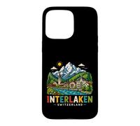 Carcasa para iPhone 15 Pro MAX Regalo histórico de Viaje de Interlaken Suiza Dibujado a Mano