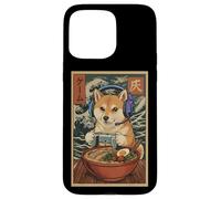 Carcasa para iPhone 15 Pro MAX Retro japonés Kawaii Gamer Dog Funny Ramen Gaming Shiba Inu