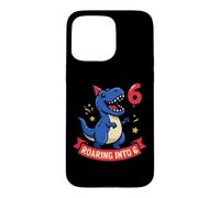 Carcasa para iPhone 15 Pro MAX Roaring Into 6 Dinosaurio T Rex 6º Cumpleaños Niños Niños Seis