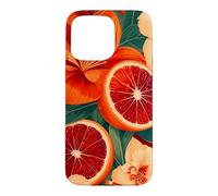 Carcasa para iPhone 15 Pro MAX Rodajas de Naranja sanguina con Flores de durazno
