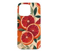 Carcasa para iPhone 15 Pro MAX Rodajas de Naranja sanguina con Hojas de jardín