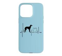 Carcasa para iPhone 15 Pro MAX Saluki Dog Heartbeat ECG Funny My Dogs Are My Cardio