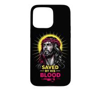 Carcasa para iPhone 15 Pro MAX Salvado por Su Sangre Jesucristo Corona De Espinas Cristiano