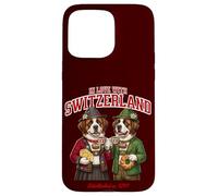 Carcasa para iPhone 15 Pro MAX San Bernardo Pareja Perro Café Amor Queso Bandera Suiza