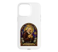 Carcasa para iPhone 15 Pro MAX San Padre Pío Católico Devocional Gótico Mosaico Icono Arte