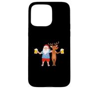 Carcasa para iPhone 15 Pro MAX Santa Claus and Reindeer Drinking Beer Ugly Christmas