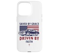 Carcasa para iPhone 15 Pro MAX Saved by Grace, Driven by Faith - Men's Christian Muscle Car