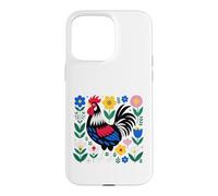 Carcasa para iPhone 15 Pro MAX Scandi Folk Art Gallo Diseño Granjero Pollo