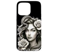 Carcasa para iPhone 15 Pro MAX Serpiente Chica Serpiente Rosas Medusa