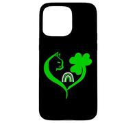 Carcasa para iPhone 15 Pro MAX Shamrock Cat St Patricks Funny Irish Lucky Cat Charm Clover