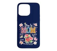 Carcasa para iPhone 15 Pro MAX She Is Mom Floral Cute Mama - Gráfico de Flores para el día de