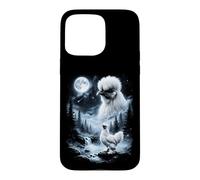 Carcasa para iPhone 15 Pro MAX Silkie Chicken Aullando en Moon 90's Retro