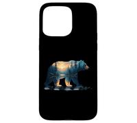 Carcasa para iPhone 15 Pro MAX Silueta Bosque Oso - Vintage Naturaleza Vida Silvestre Am