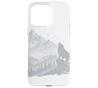 Carcasa para iPhone 15 Pro MAX Silueta de Paisaje de Lobo