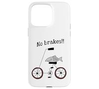 Carcasa para iPhone 15 Pro MAX Sin Frenos Pescado Montando Una Bicicleta Humor Tonto Raro