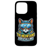 Carcasa para iPhone 15 Pro MAX Ski Cat Meowtains Calling Snowboard Winter Mountain Funny