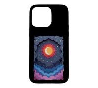 Carcasa para iPhone 15 Pro MAX Sol Luna Estrellas Noche Nubes Suave Celestial Cosmos Cielo