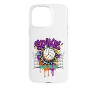 Carcasa para iPhone 15 Pro MAX Spike Break The Net Voleibol Jugador Graffiti Art