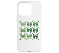 Carcasa para iPhone 15 Pro MAX St Patrick’s Day Green Shamrock Bow Coquette St Patricks Day
