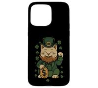 Carcasa para iPhone 15 Pro MAX St Patrick's Day Cat Statue Lucky Clover Charm Adult Kids