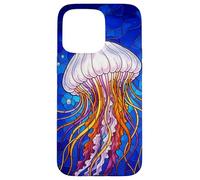 Carcasa para iPhone 15 Pro MAX Stained Glass Jellyfish Mosaic Art Ocean Creature