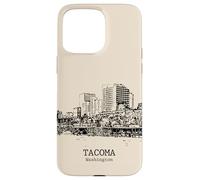 Carcasa para iPhone 15 Pro MAX Tacoma Washington Vintage Horizonte Dibujo