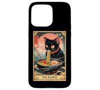 Carcasa para iPhone 15 Pro MAX The Ramen Tarot Card Ramen Cat Tazón de Fideos japoneses Vintage