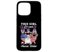 Carcasa para iPhone 15 Pro MAX This Girl Loves USA Her American Wirehair Cat 4th of July
