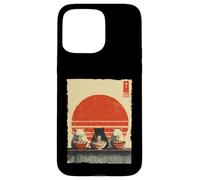 Carcasa para iPhone 15 Pro MAX Three Cats Ramen Divertido Estético Japonés Ukiyo-e Anime Cat