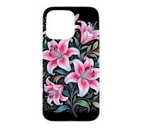 Carcasa para iPhone 15 Pro MAX Tiger Lilies Blue White Pink Summer Spring Flowers Lily Buds