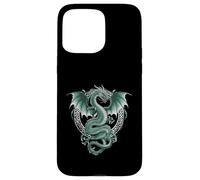 Carcasa para iPhone 15 Pro MAX Tribal Irlandés Verde Celta Nudo Fantasía Celta Dragón Cottage