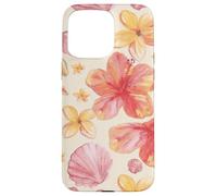 Carcasa para iPhone 15 Pro MAX Tropical Hibiscus Seashells Summer Floral Pattern