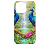Carcasa para iPhone 15 Pro MAX Tropical Peacocks Cascada Jungle Paradise
