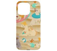Carcasa para iPhone 15 Pro MAX Tropical Summer Sandy Beach Dogs Cute Caniche Chihuahua Puppy