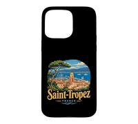Carcasa para iPhone 15 Pro MAX Vintage Saint Tropez Francia Viaje Souvenir Monumento Regalo
