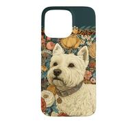 Carcasa para iPhone 15 Pro MAX Vintage Westie Dog Morris Style Botanicall