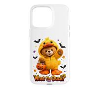 Carcasa para iPhone 15 Pro MAX What The Duck Halloween Teddy Bear Wearing Yeallow Duck