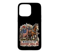 Carcasa para iPhone 15 Pro MAX Wheels of History - Carro con Bandera Estadounidense