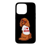 Carcasa para iPhone 15 Pro MAX Womens I Heart Mom Ruby Cavalier King Charles Spaniel Lover