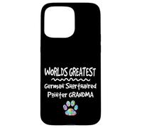 Carcasa para iPhone 15 Pro MAX Worlds Greatest German Puntero de Pelo Corto Abuela Perro Pata