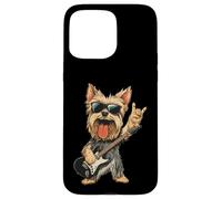 Carcasa para iPhone 15 Pro MAX Yorkshire Terrier Rock Dog Music Lover Gráfico Juguetón Sharp
