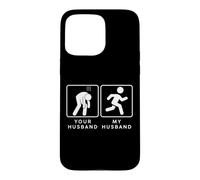 Carcasa para iPhone 15 Pro MAX Your Husband vs. My Hubby - Funny Marathon Running Design
