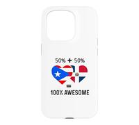 Carcasa para iPhone 15 Pro Medio Puerto Rico Medio Dominicano Bandera Boricua Domis PR RD