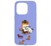 Carcasa para iPhone 15 Pro Mens Womens Happy Pills Mini Miniature Black Dachshund Lover