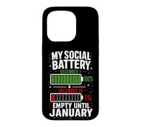 Carcasa para iPhone 15 Pro Mi batería Social vacía hasta enero Navidad Divertida